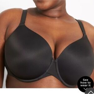 Cacique Lightly Lined Full‎ Coverage Bra Size 48DD Black
